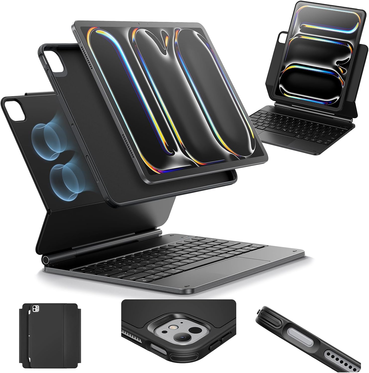 ESR iPad Pro 13 Keyboard Case - Magnetic Stand, Portrait Mode, Black