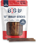 Big Lu 12 Regular Bully Sticks - Long-Lasting Grass-Fed Chews