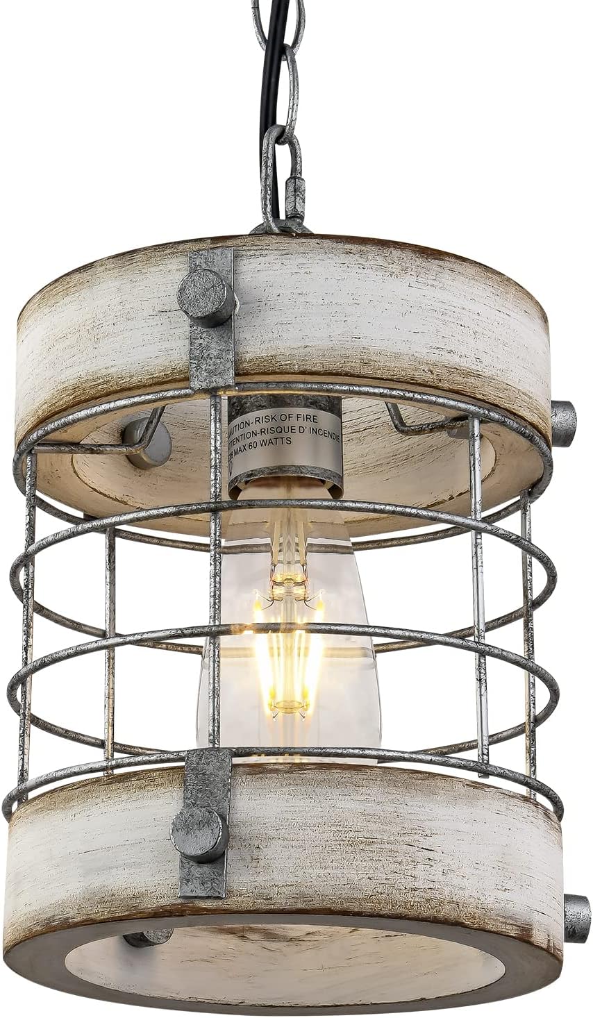 Retro Industrial Metal and Wood Chandelier for Home Decor