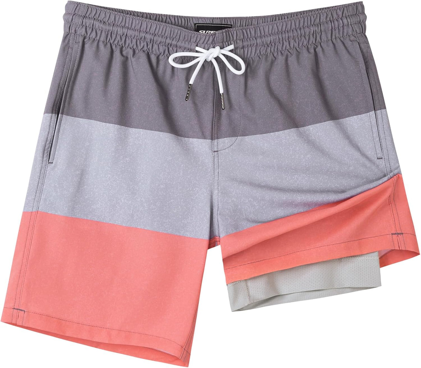 SURF CUZ Mens Swim Trunks with Compression Liner for Comfort