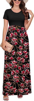 DEARCASE Women's Short Sleeve Maxi Dress with Convenient Pockets