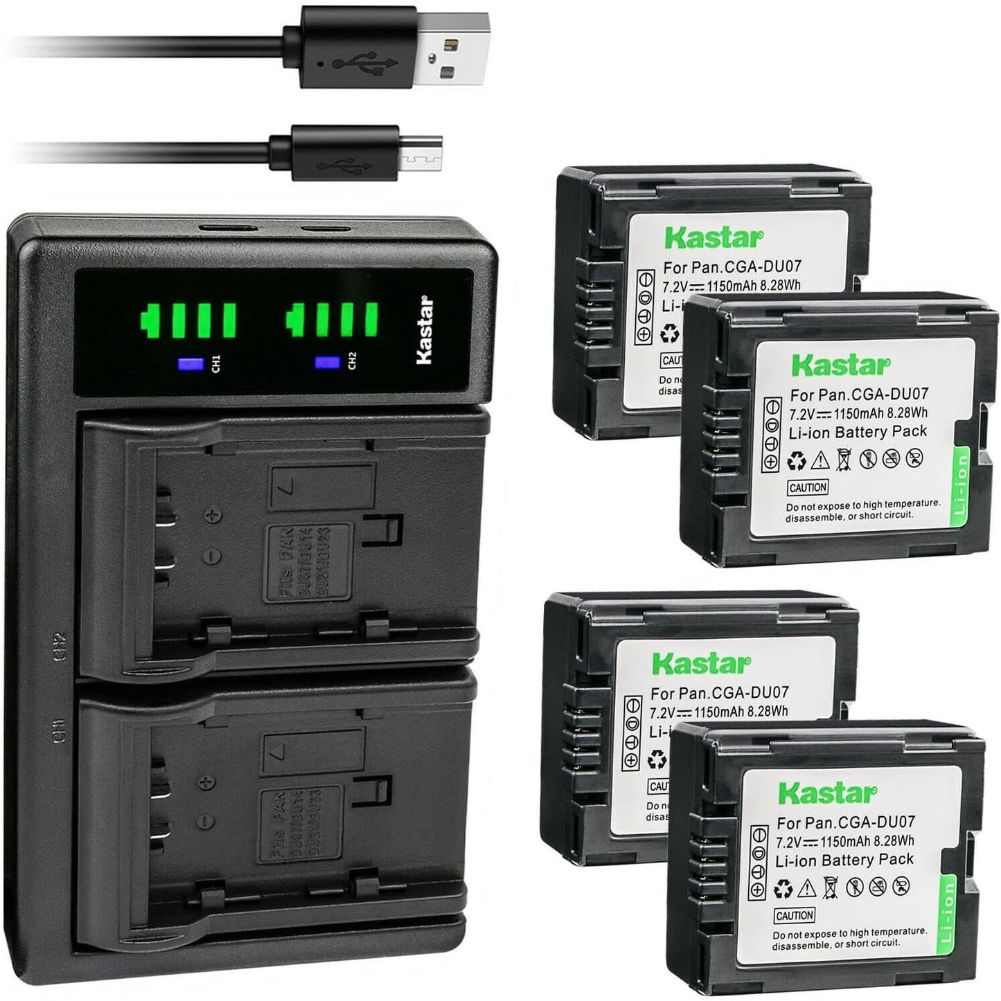 Kastar 4-Pack Battery and USB Charger for Panasonic Batteries