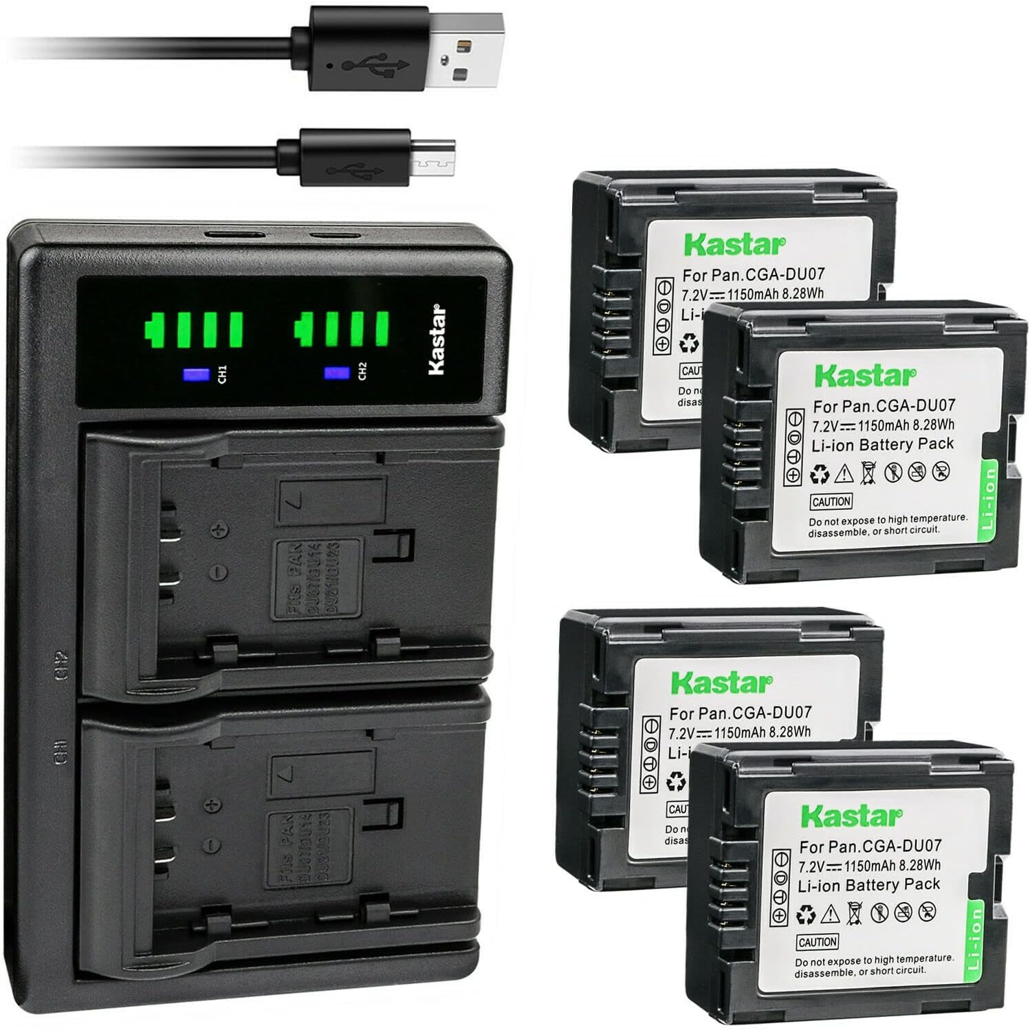 Kastar 4-Pack Battery and USB Charger for Panasonic Batteries