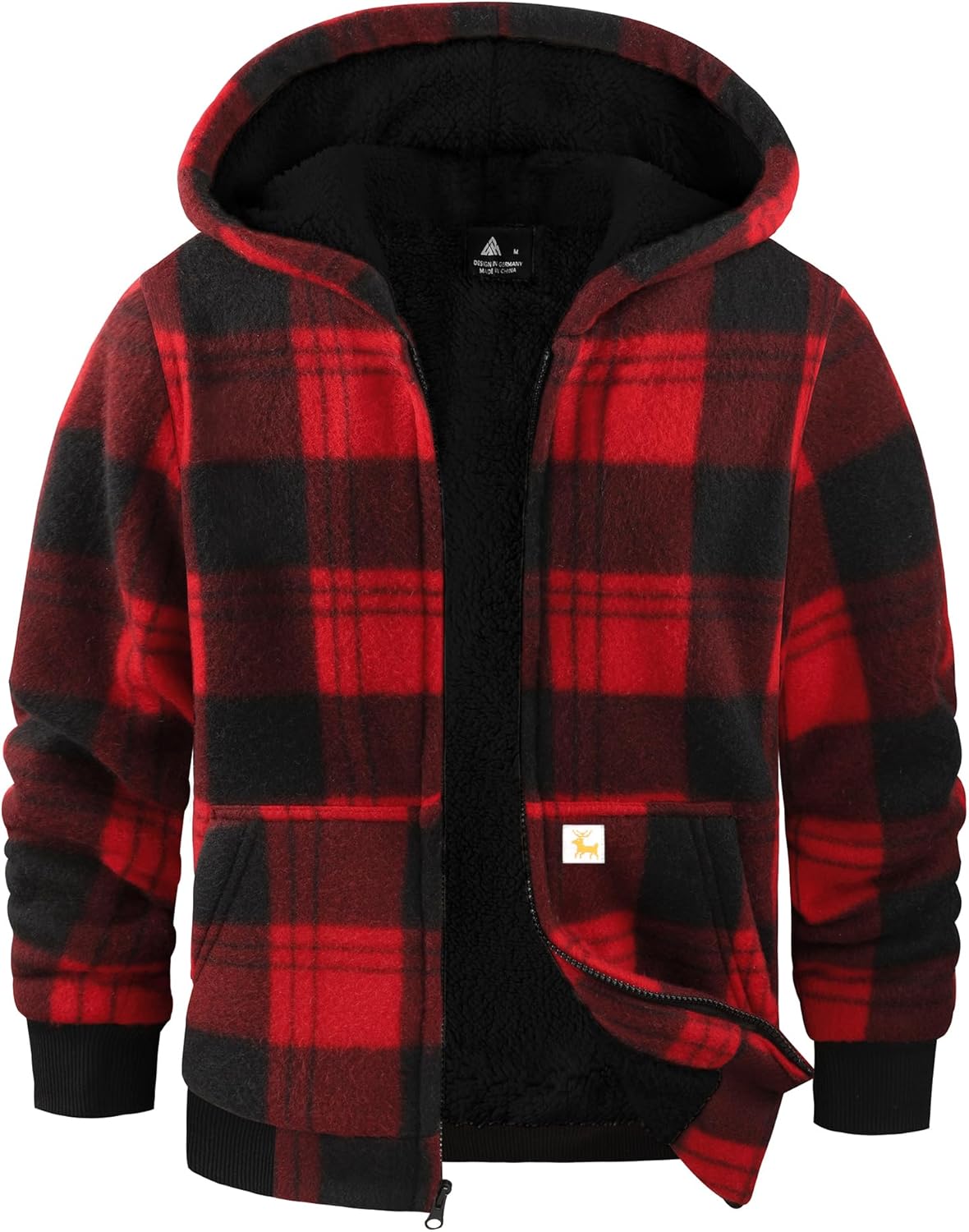 GEEK LIGHTING Boys Flannel Jacket with Sherpa Lining for Winter