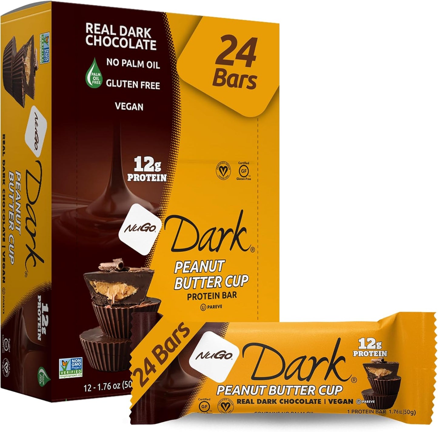 NuGo Dark Peanut Butter Cup Protein Bar - Vegan & Gluten Free