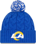 Cozy Cable Knit Cuff Pom Beanie Hat for NFL Fans and Players