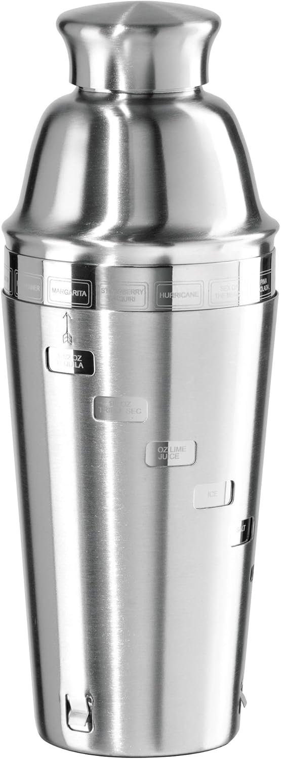 OGGI Dial A Drink Shaker - 15 Recipes, Strainer, 34 oz - Ultimate Cocktail Mixer