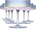 Iridescent Martini Glasses Set of 6 - Handblown Coupe Glasses