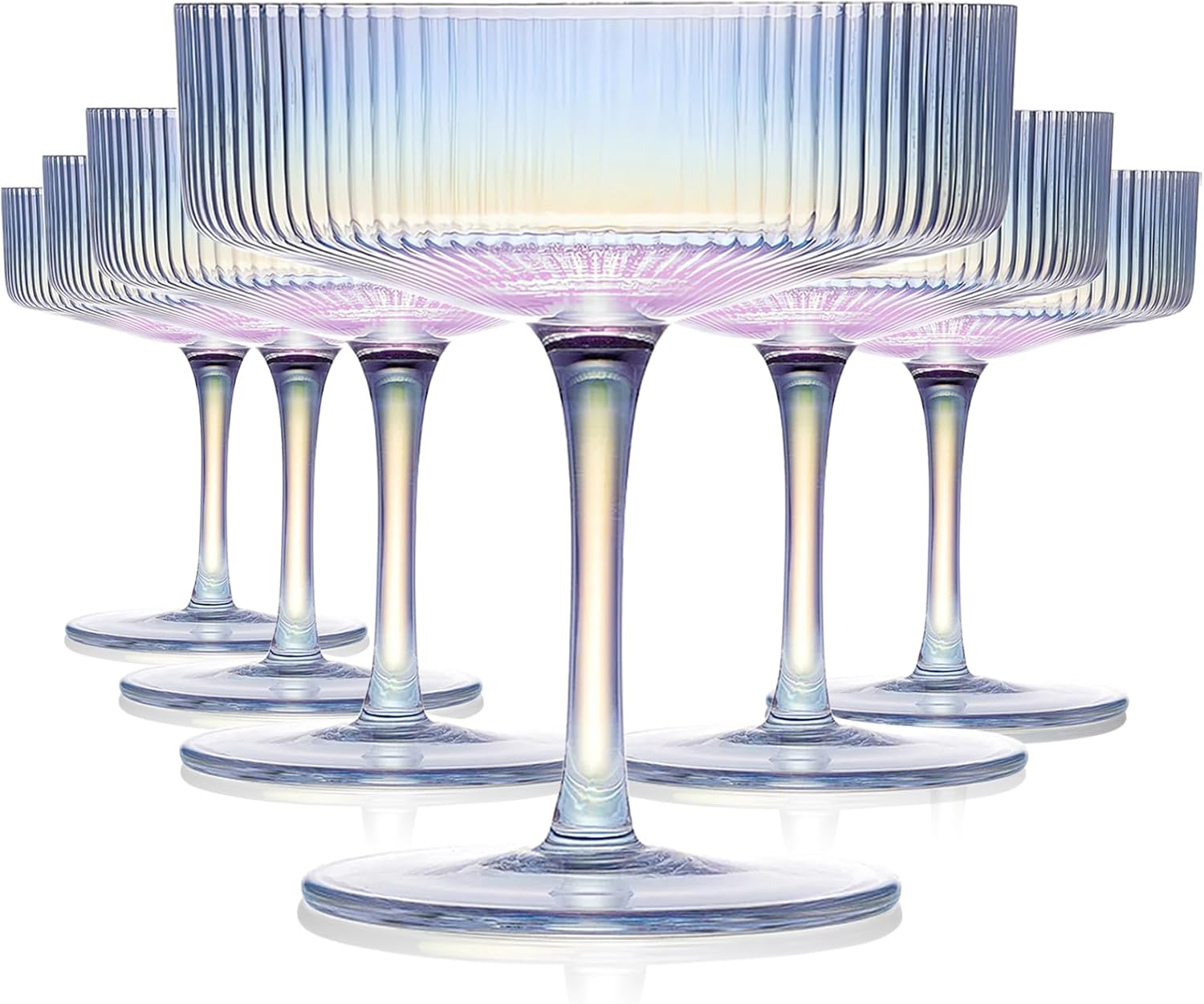Iridescent Martini Glasses Set - Vintage Elegance for Every Drink