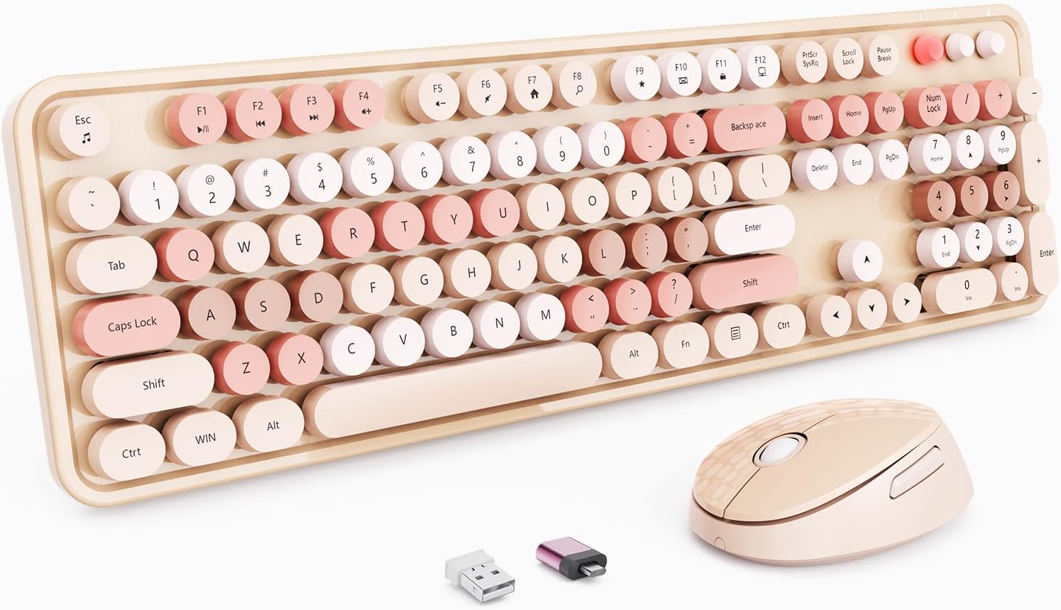 Retro Round Keycaps Wireless Keyboard & Mouse Set