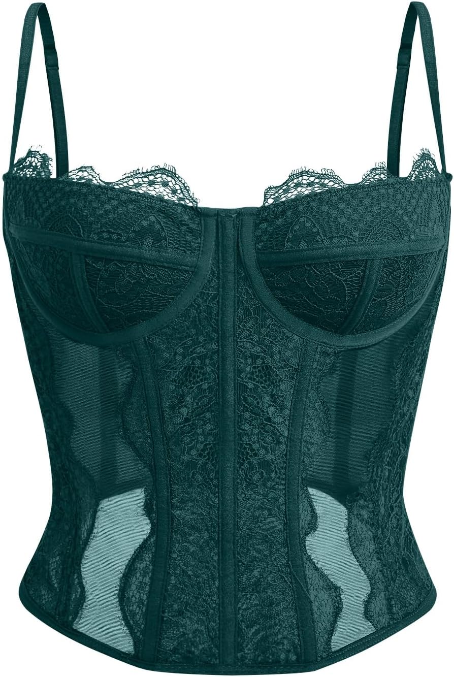 Dealmore Corset Tops For Women: Sexy Lace Mesh Crop Top