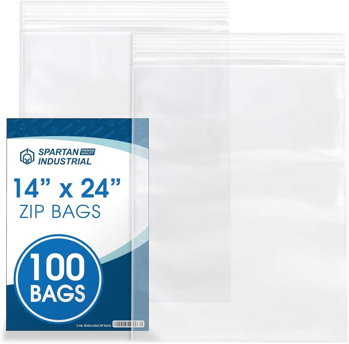 Spartan Industrial 14 X 24 Clear Reclosable Zip Bags - 100 Count