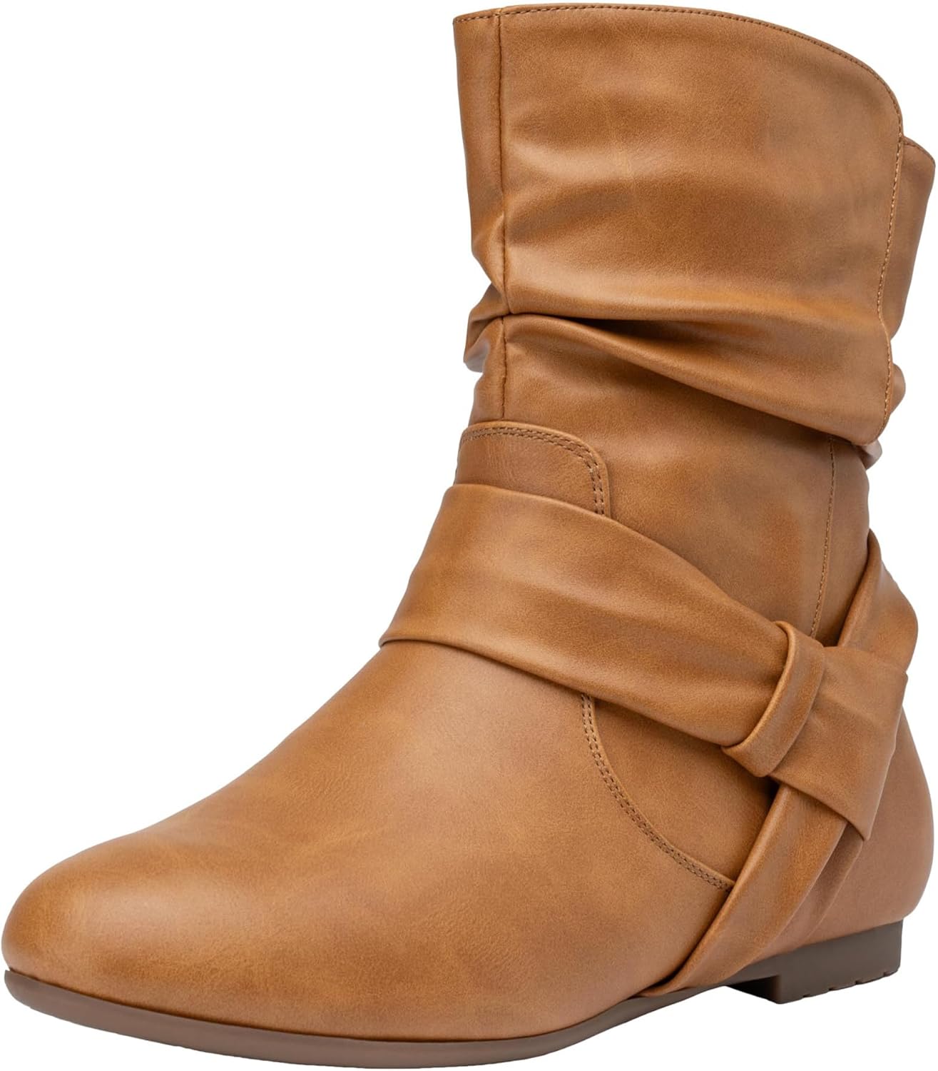 Vepose Women's Slouch Ankle Flat Boots with Zipper and Style