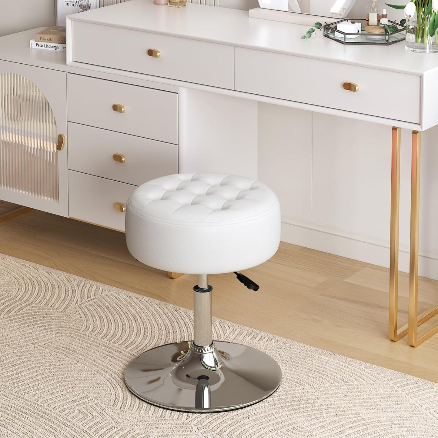 Furniliving PU Leather Makeup Ottoman Stool for Stylish Seating