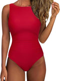 One Piece Ruched Swimsuit Tummy Control Backless Bathing Suit Clothing