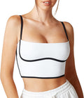 Sleeveless Spaghetti Strap Padded Sports Bra Crop Top - Square Neck