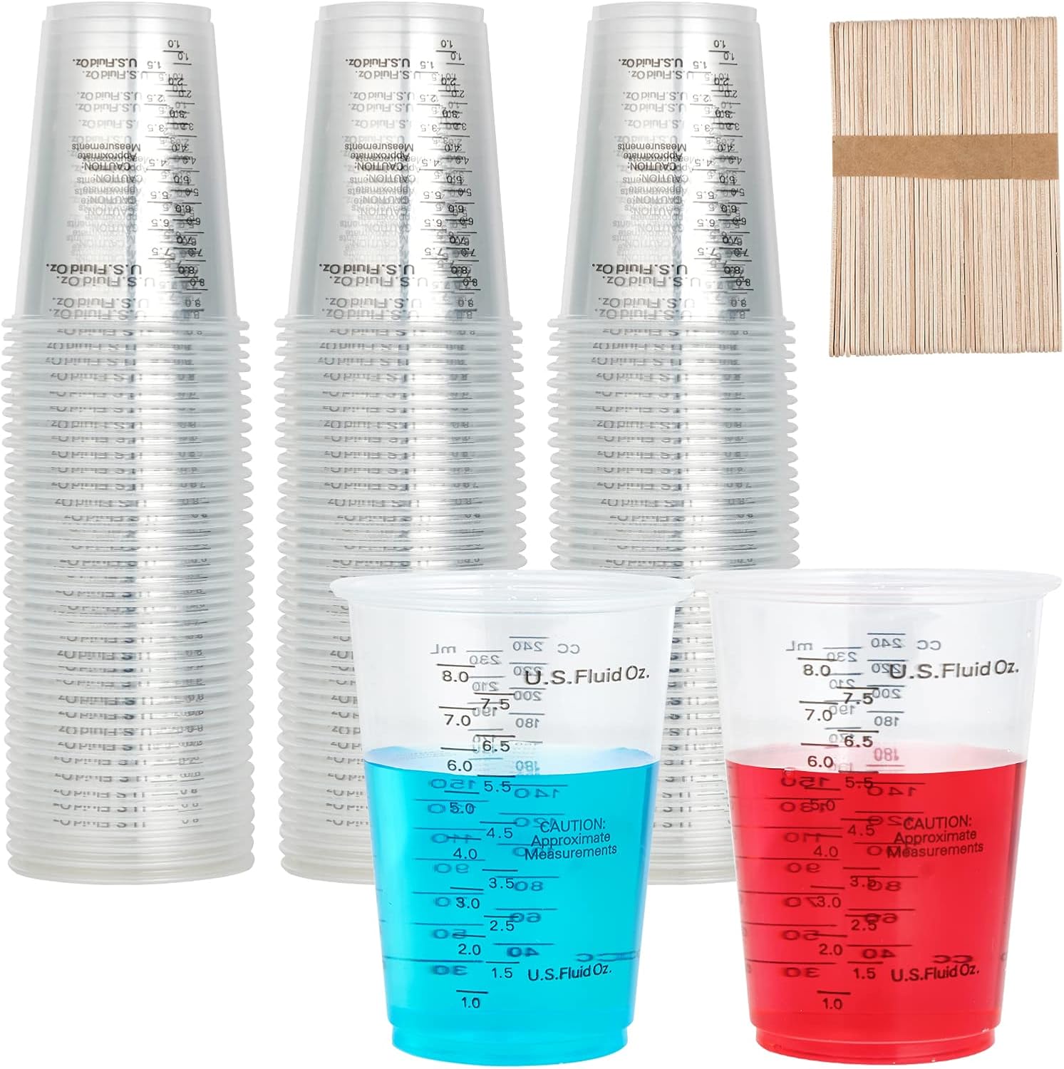 200 Pack Plastic Measuring Cups for Mixing, Cooking, and More