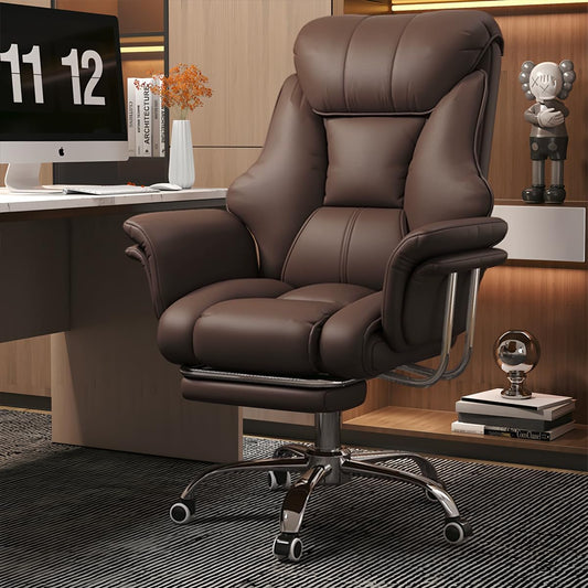 Big and Tall Office Chair with Retractable Footrest for Comfort