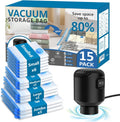 15 Pack Vacuum Seal Bag for Clothing with Electric Air Pump - Space