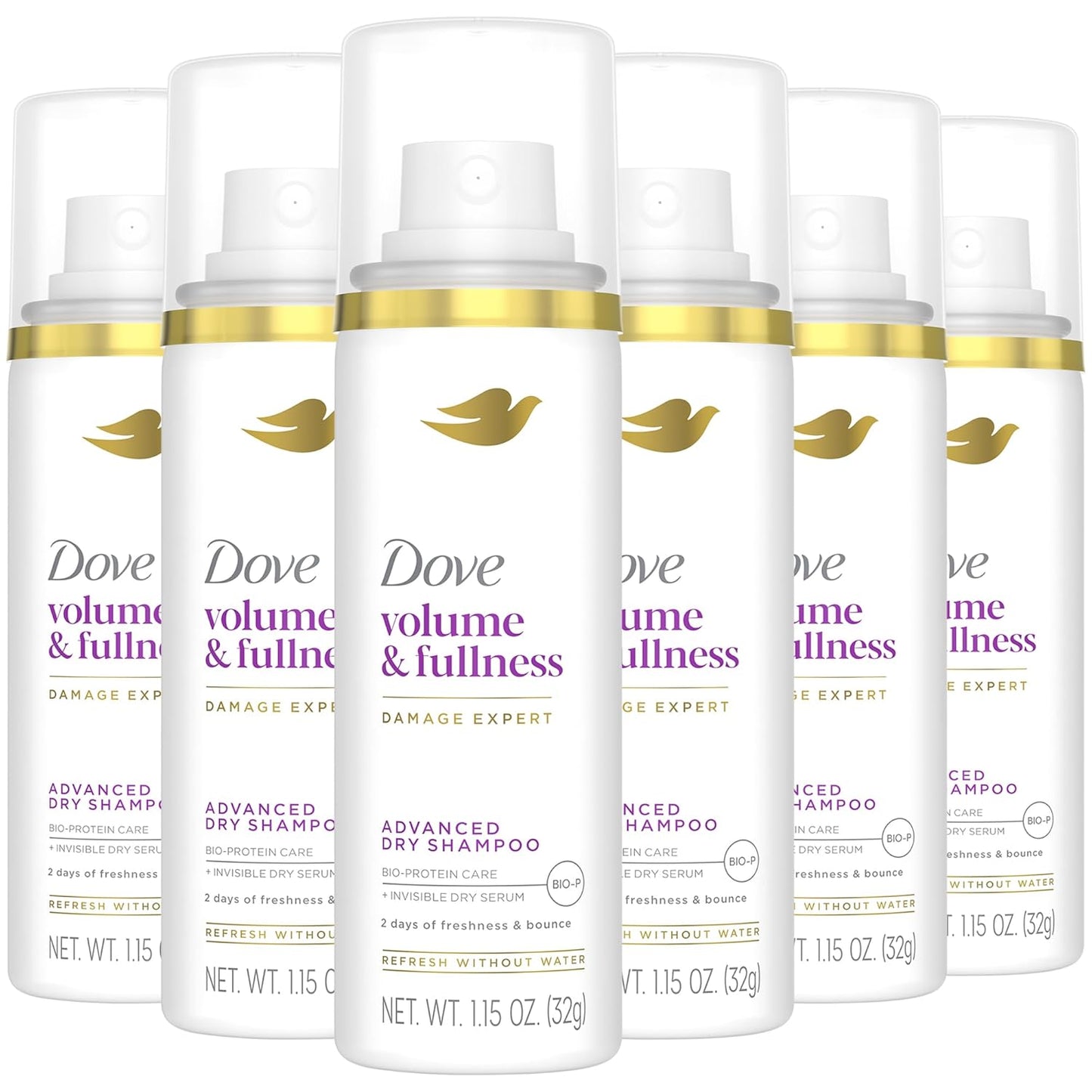 Dove Advanced Dry Shampoo Travel-Size 6-Pack for Volume & Fullness