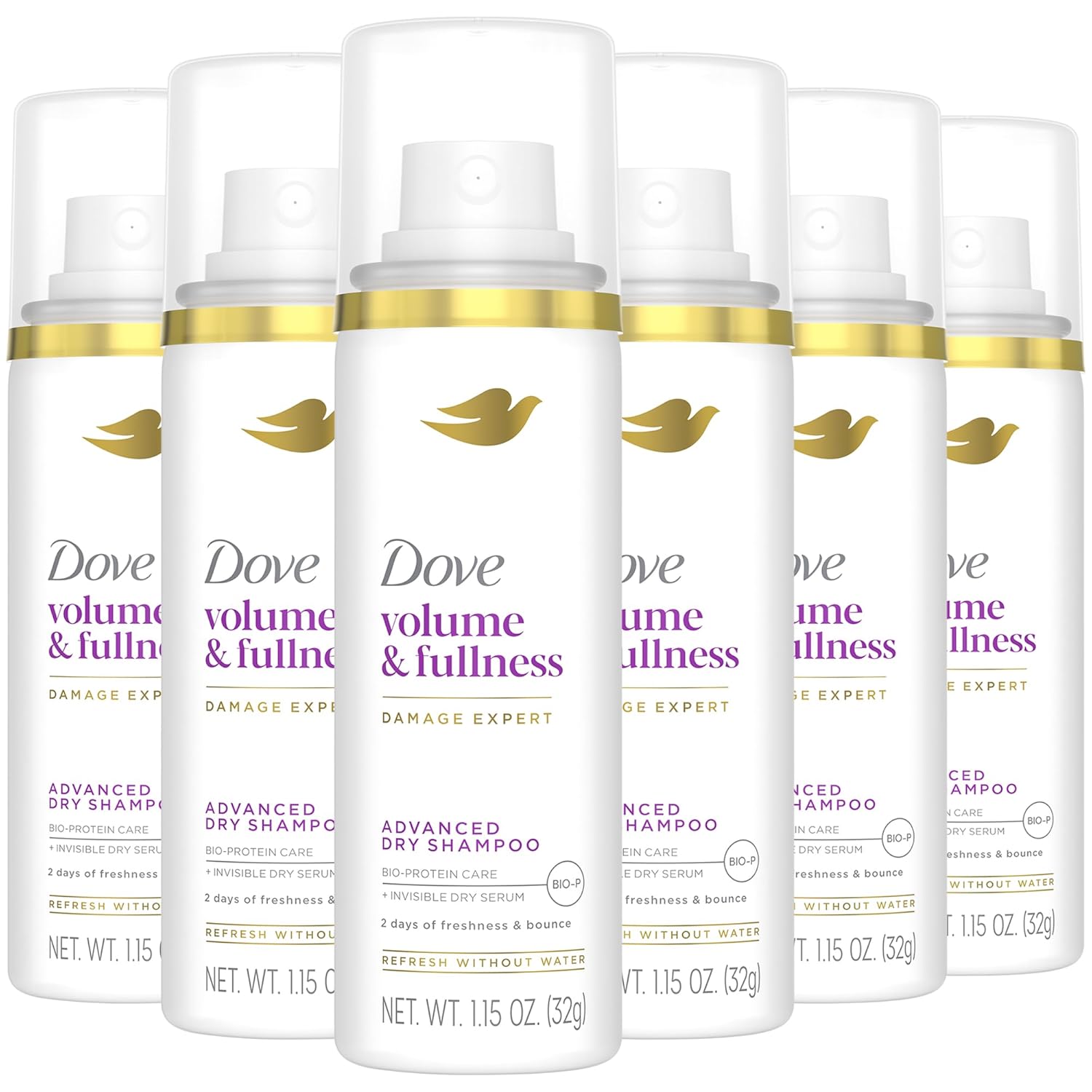 Dove Advanced Dry Shampoo Travel-Size 6-Pack for Volume & Fullness