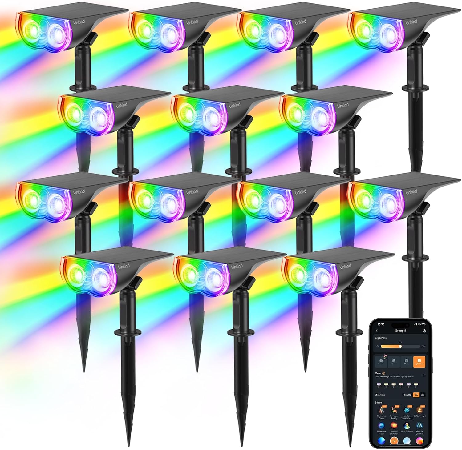 Linkind Smart Solar Spot Lights Outdoor for Colorful Landscape