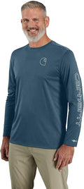 Carhartt Mens Force Sun Defender Long-Sleeve Logo Tee - Lightweight