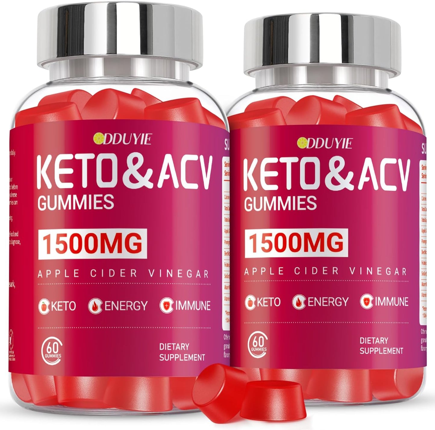 Craving Control Duo: 1500mg Keto ACV Gummies (2 Pack)