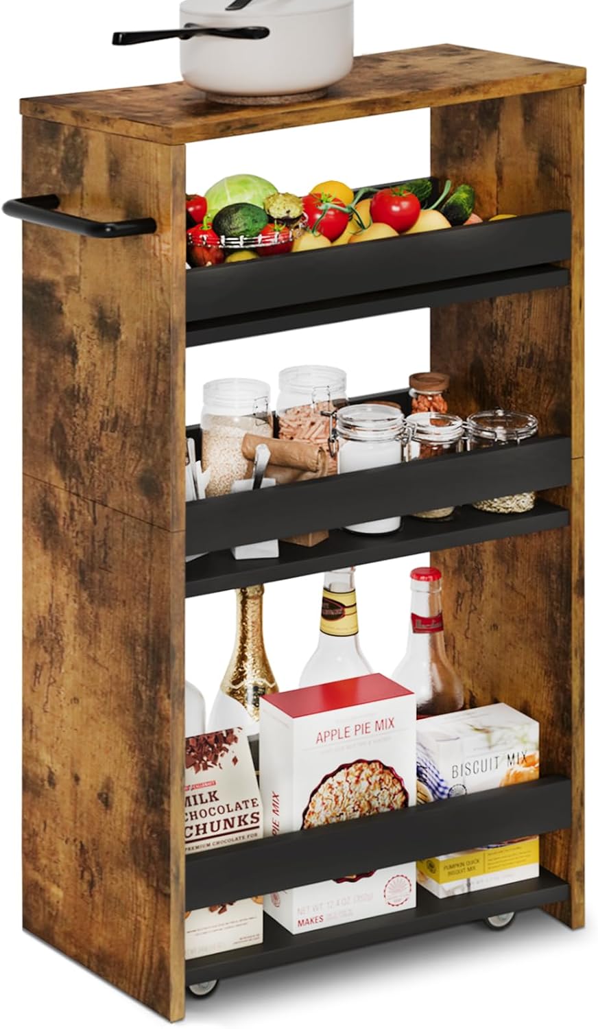TEAMIX 4 Tier Slim Storage Cart for Small Spaces and Organizing