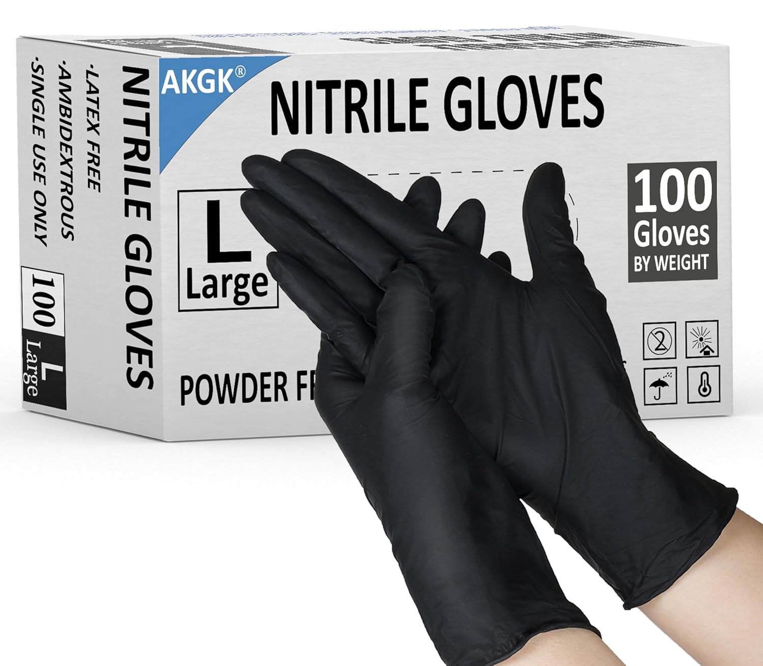 100 Pcs Black Nitrile Gloves - Food Safe, All-Purpose, Powder-Free
