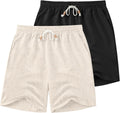Mens Linen Shorts Casual Drawstring Elastic Waist - Lightweight