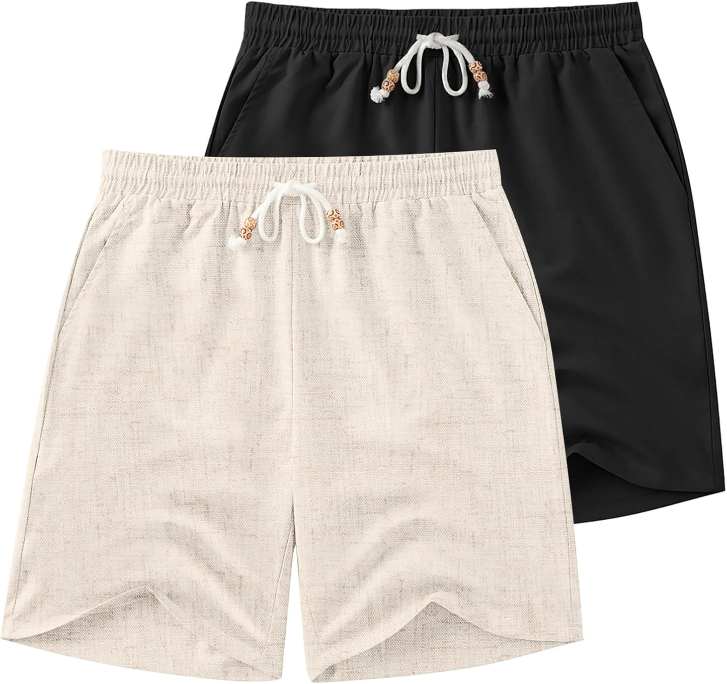 Mens Linen Shorts with Drawstring Waist for Summer Comfort
