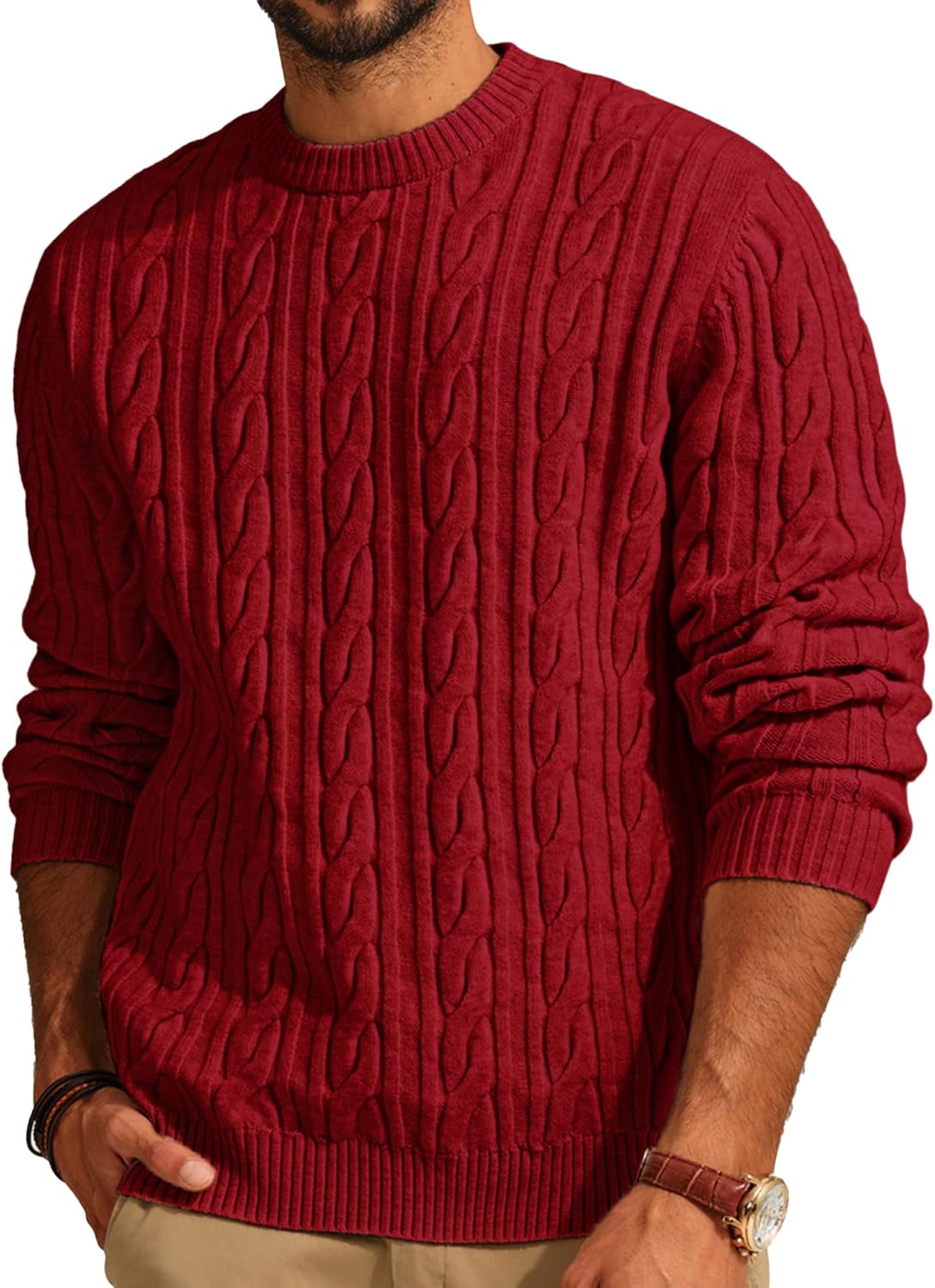 Stylish Cable Knit Pullover Sweater for Men by PJ PAUL JONES