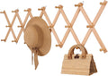 Wall Rack with 20 Hooks Wooden Expandable Coat Rack - Space-Saving