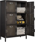 Metal Locker Storage Cabinet 47.3 in 6-Door Locker - Retro Industrial