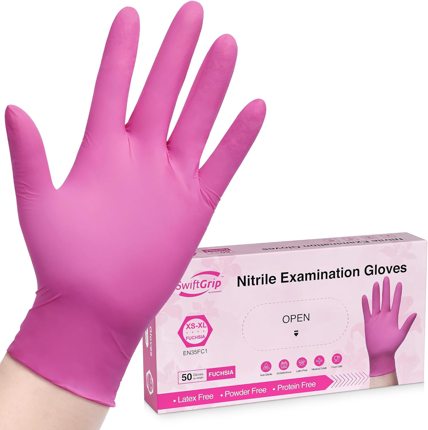 Latex-Free Pink Nitrile Gloves - 100ct Box