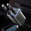 4 in 1 Retractable Car Phone Charger 87W - Compact Fast Charging