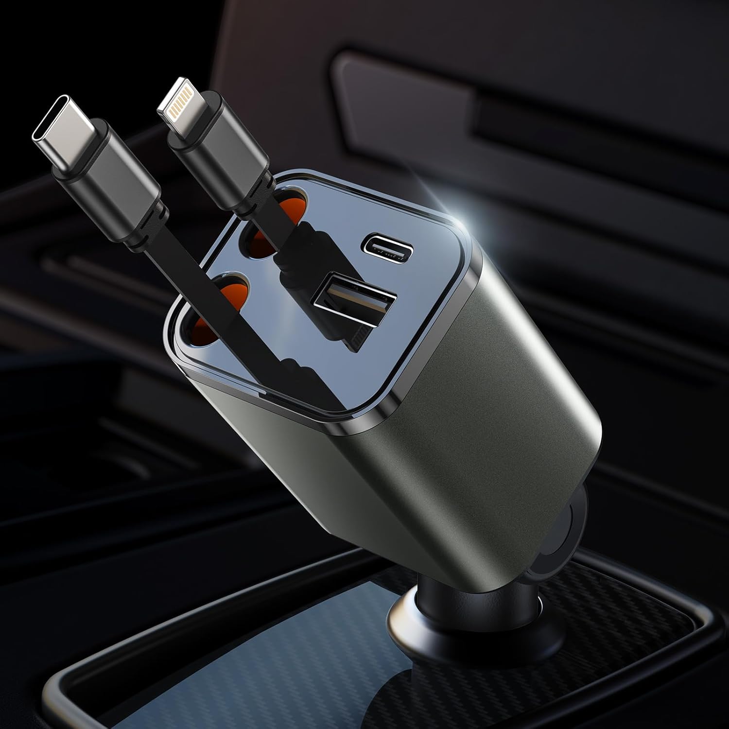 SYSSHN Retractable Car Phone Charger: Fast Dual Cord Charging