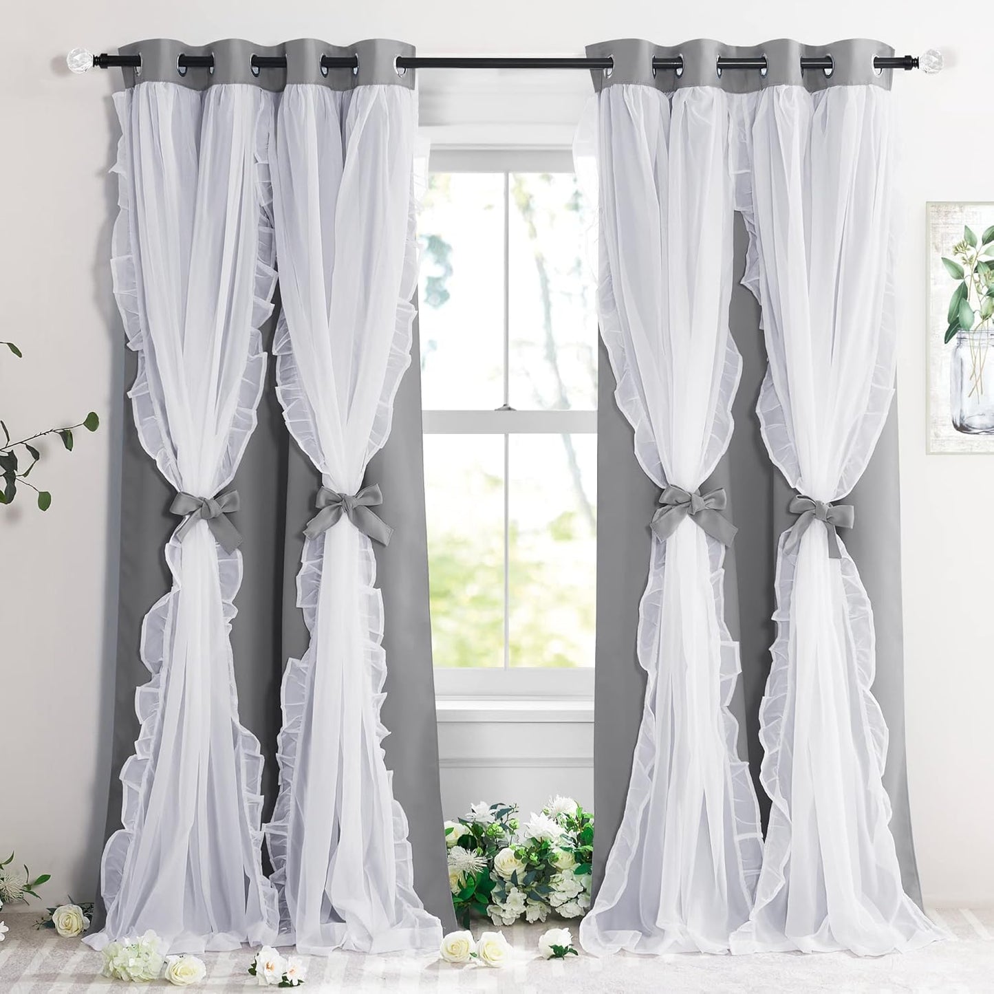 PONY DANCE Shabby Chic Curtains for Elegant Room Decor