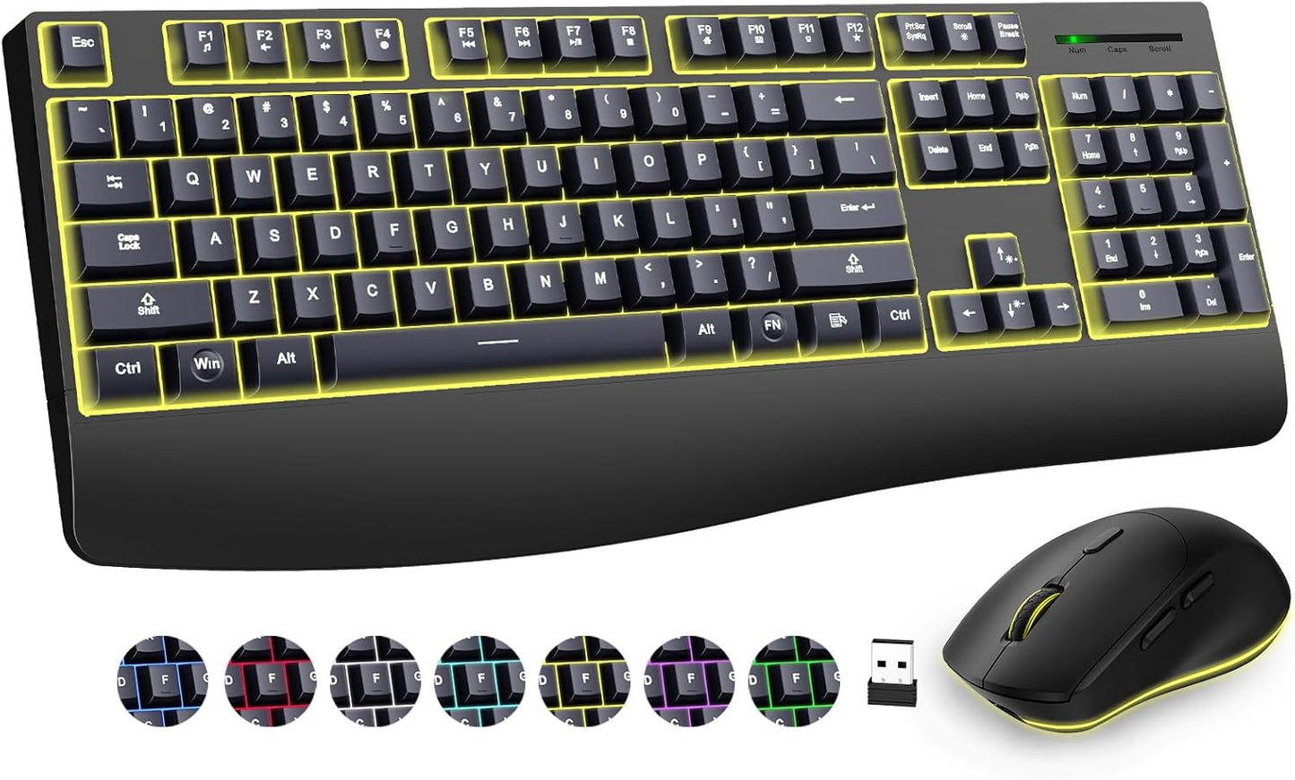 EDJO Wireless Keyboard & Mouse: 7 Backlit Effects + Ergonomic Design