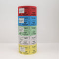 Raffle Double Roll Tickets, 5 Rolls 1,000 Each - Bright Colors