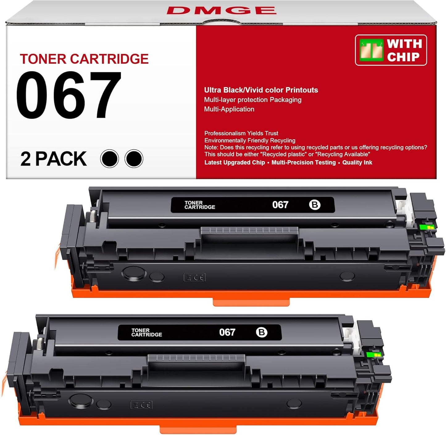 067 Black Toner Cartridge Set for Canon Printers - 2 Pack