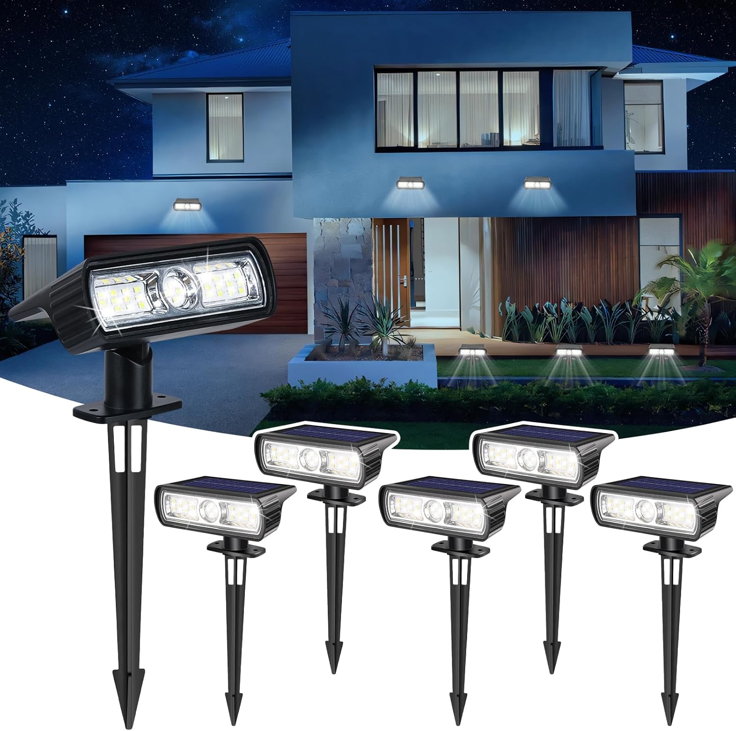 Toodour Solar Spot Light Outdoor - 6 Pack Waterproof Lights