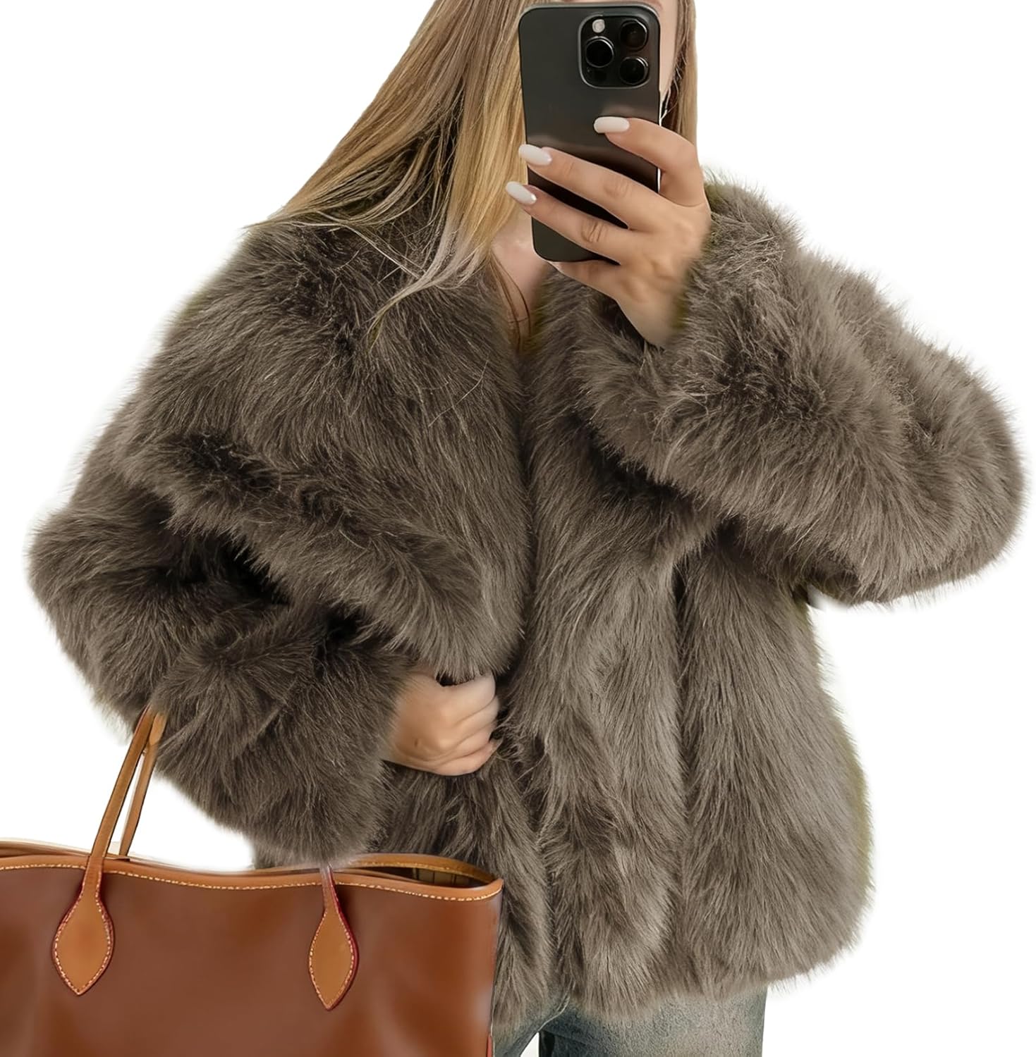 Flygo Women's Faux Fur Coat: Stylish Winter Jacket for Elegance