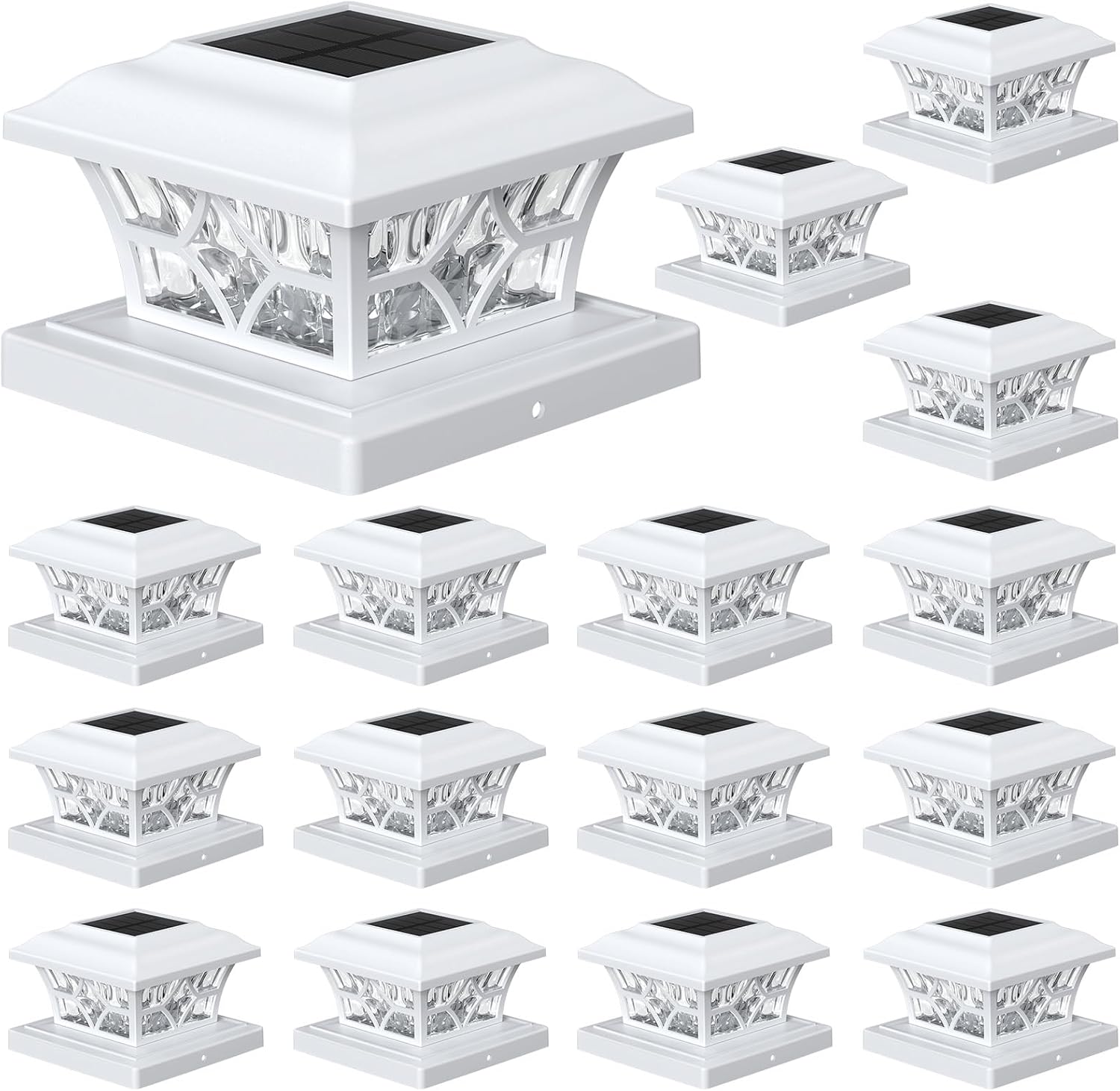 APONUO Solar Post Cap Lights - 16 Pack for Fences & Decks