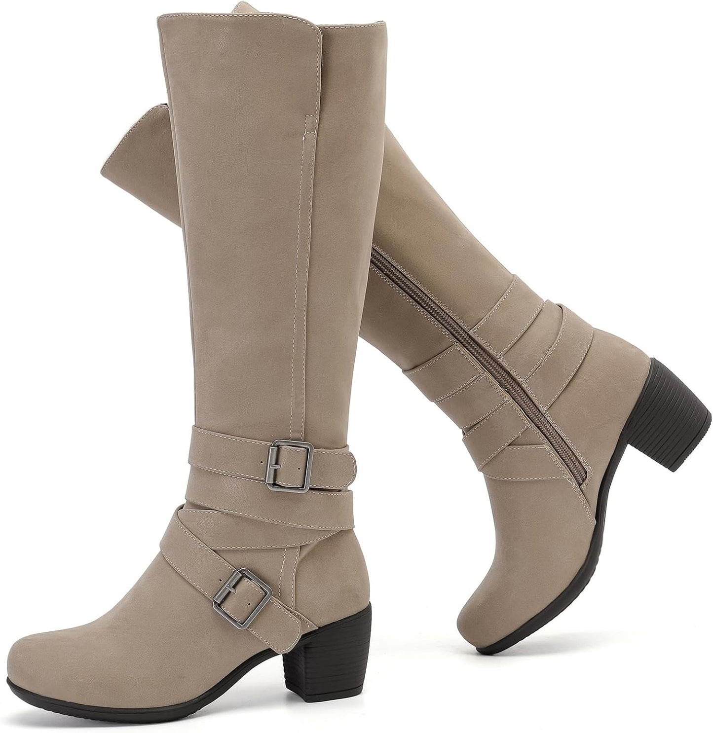 Women's Knee High Boots with Chunky Heel for Fall and Winter