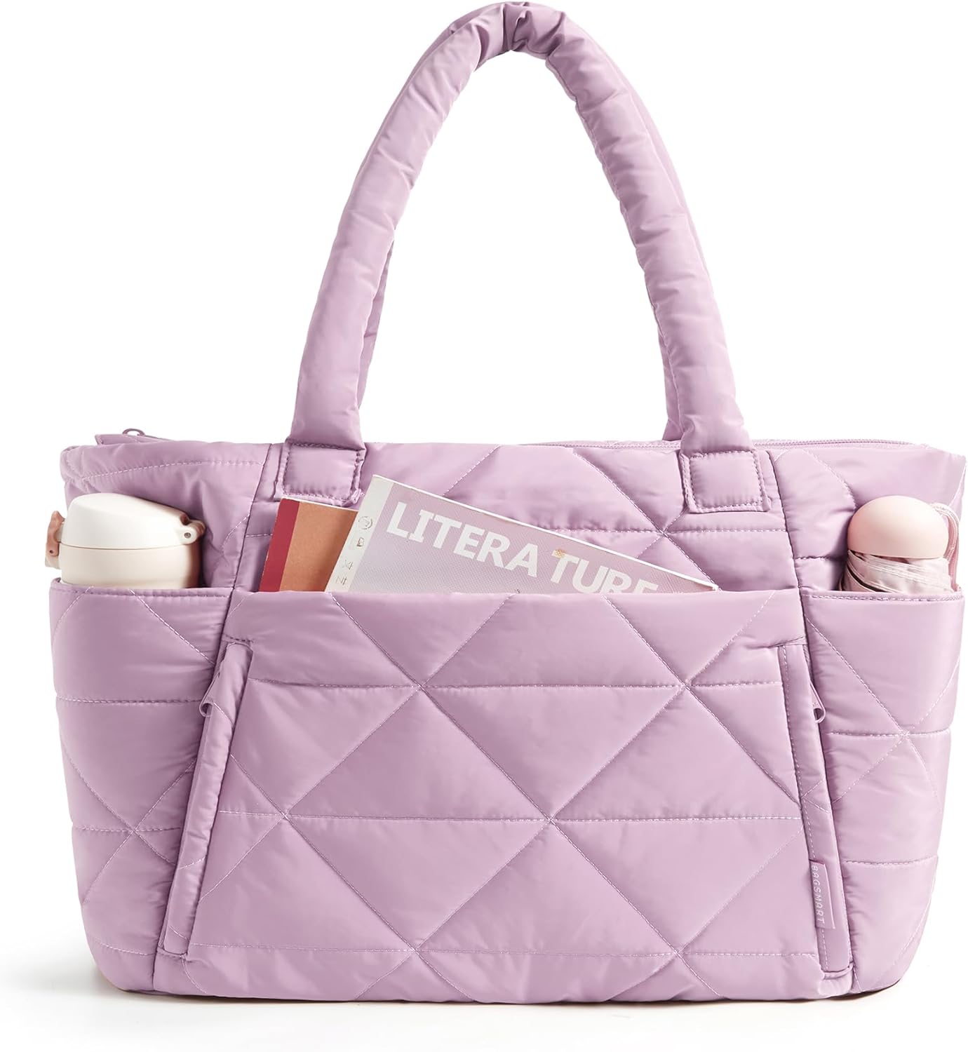BAGSMART Puffy Tote Bag for Women - Large Quilted Shoulder Bag