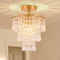 Mini Crystal Chandelier Flush Mount Ceiling Light - Compact Elegant
