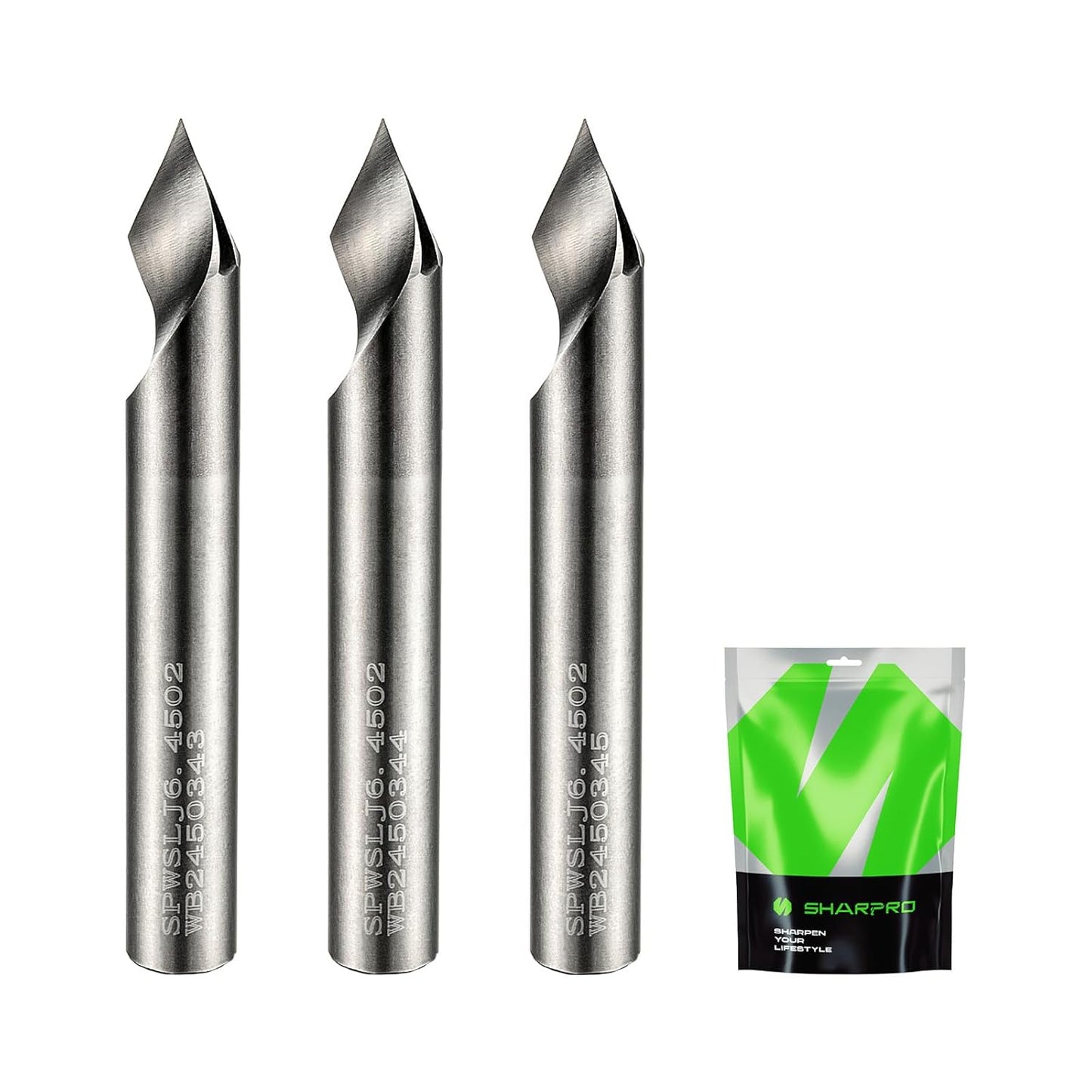 Chamfer Router Bits V Groove O Flute Spiral 1/4 Inch Shank