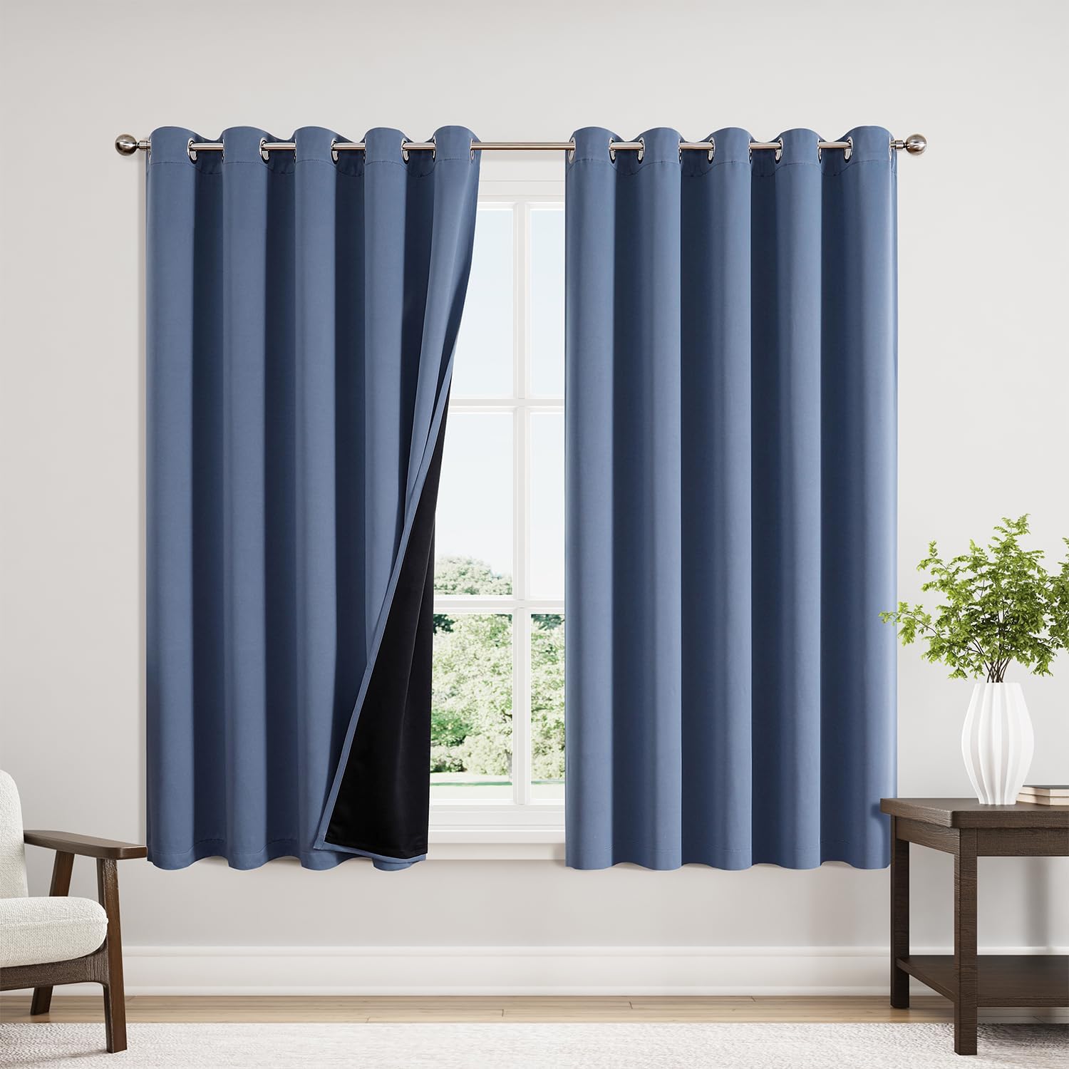 ChrisDowa 100% Blackout Curtains for Bedroom, 60 x 63 Inch